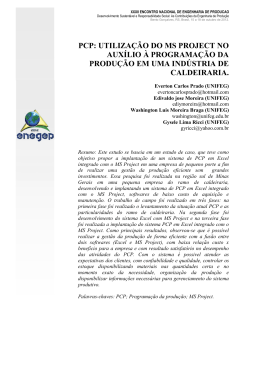 pcp: utiliza&ccedil;&atilde;o do ms project no aux&iacute;lio &agrave; programa&ccedil;&atilde;o da