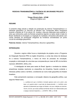 RODOVIA TRANSAMAZÔNICA - Revista GEONORTE