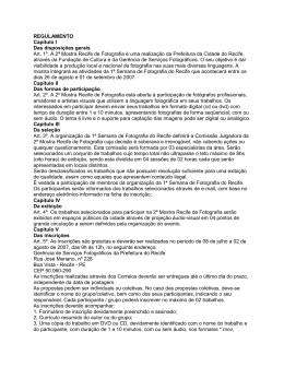 Abertura Regulamento da II Mostra Recife de Fotografia