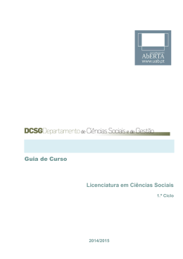 Guia de Curso Licenciatura em Ci&ecirc;ncias Sociais