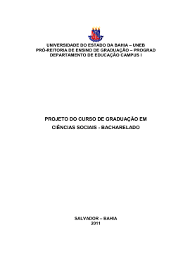 PROJETO DO CURSO DE GRADUAÇÃO EM CIÊNCIAS SOCIAIS