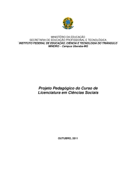 Projeto Pedagógico do Curso de Licenciatura em Ciências Sociais