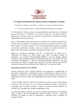 VI Congresso Brasileiro de Ciências Sociais e Humanas em Saúde