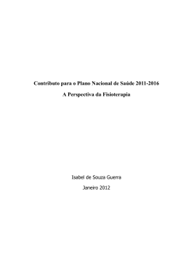 Contributo para o Plano Nacional de Saúde 2011