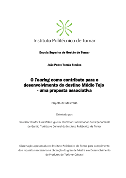 O Touring como contributo para o desenvolvimento do destino