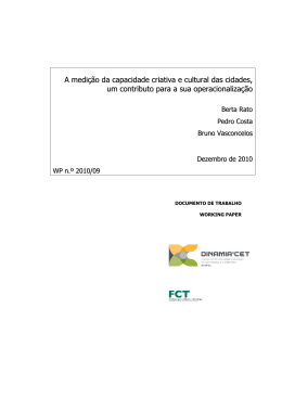 A medi&ccedil;&atilde;o da capacidade criativa e cultural das - din&acirc;mia`cet-iul