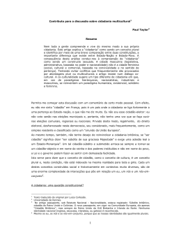 Contributo para a discuss&atilde;o sobre cidadania multicultural1 Paul