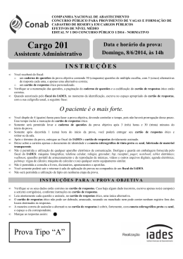 Cargo 201 Assistente Administrativo Data e horário