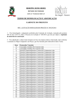 Termo de Homologação - Prefeitura Municipal de Rio Negro