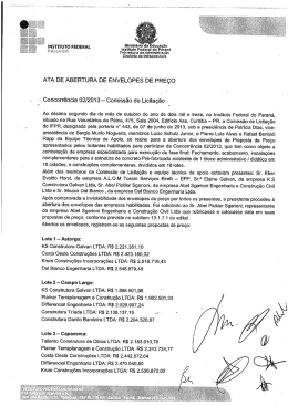 ATA DE ABERTURA DE ENVELOPES DE PRE&Ccedil;O