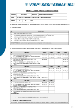RESULTADO DE PROCESSO LICITATÓRIO