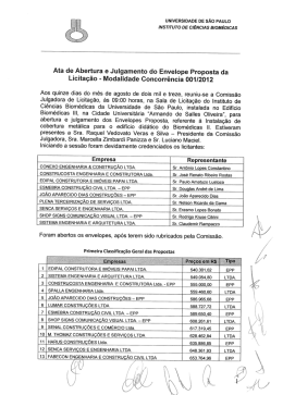 Ata de Abertura e Julgamento do Envelope Proposta da Licitação