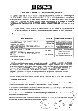 ata do preg&atilde;o presencial - registro de pre&ccedil;o n&deg; 008/2015