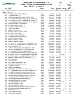GLP Rela&ccedil;&atilde;o Parcial dos Licitantes Vencedores por Item