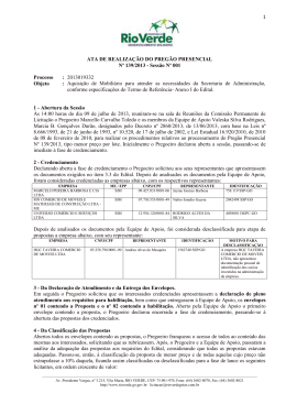 1 ATA DE REALIZA&Ccedil;&Atilde;O DO PREG&Atilde;O PRESENCIAL N&ordm; 139/2013