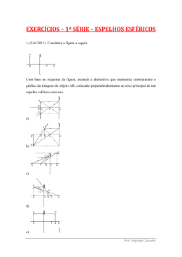EXERC&Iacute;CIOS &ndash; 1&ordf; S&Eacute;RIE &ndash; ESPELHOS ESF&Eacute;RICOS