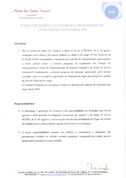 Parecer sobre o Contrato Programa de Concessão dos Parques