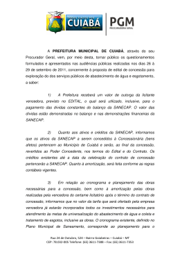 A PREFEITURA MUNICIPAL DE CUIABÁ, através do seu