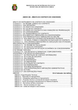 ANEXO XIII &ndash; MINUTA DO CONTRATO DE CONCESS&Atilde;O MINUTA