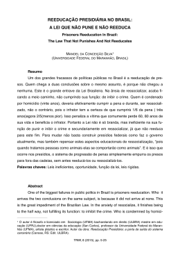 REEDUCA&Ccedil;&Atilde;O PRESIDI&Aacute;RIA NO BRASIL: A LEI QUE N&Atilde;O PUNE