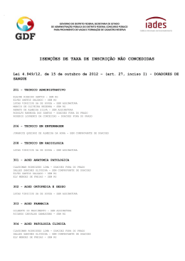 ISEN&Ccedil;&Otilde;ES DE TAXA DE INSCRI&Ccedil;&Atilde;O N&Atilde;O CONCEDIDAS