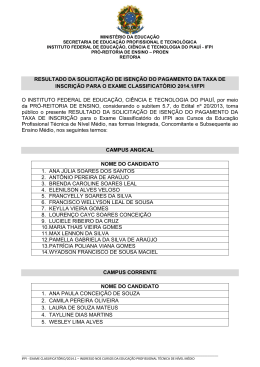 Resultado das isen&ccedil;&otilde;es