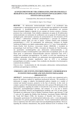 ACONTECIMENTOS DE VIDA STRESSANTES, PSICOPATOLOGIA