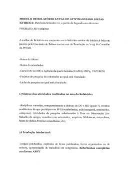 FORMATO: Até 3 páginas A análise do Relatório em conjunto com o