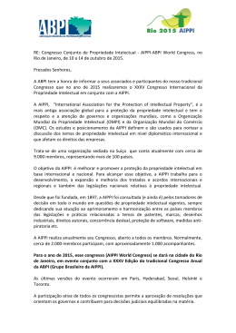 RE: Congresso Conjunto de Propriedade Intelectual - AIPPI