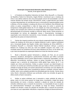 Declara&ccedil;&atilde;o Conjunta Brasil-Alemanha sobre Mudan&ccedil;a do Clima