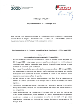 Delibera&ccedil;&atilde;o da CIC Portugal 2020 | de 2015-01-14