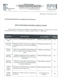 Resultado Parcial do Edital PRPPGI Nº02/2013