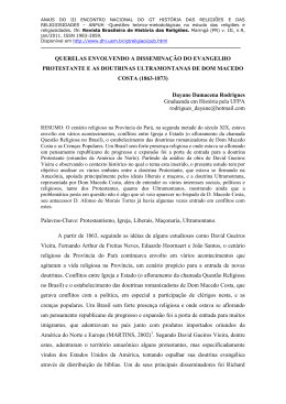 querelas envolvendo a dissemina&ccedil;&atilde;o do evangelho