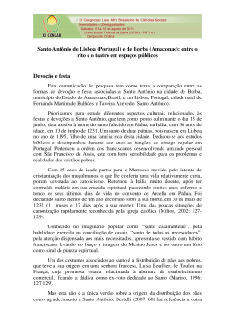 Santo Ant&ocirc;nio de Lisboa (Portugal) e de Borba (Amazonas): entre o