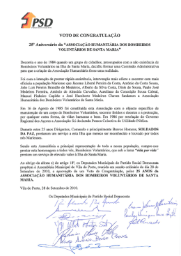 Voto de Congratulação Bombeiros Voluntários Santa Maria