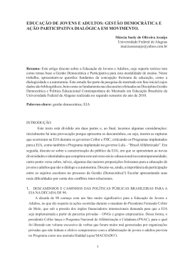 gest&atilde;o democr&aacute;tica e a&ccedil;&atilde;o participativa dial&oacute;gica em