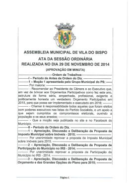 Minuta da ata de 29 de novembro - Câmara Municipal Vila do Bispo