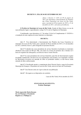 Decretos 2924/2015 Altera o Decreto n&ordm; 2.819, de 09 de janeiro de