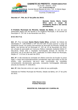 Republicação do Decreto nº. 754, de 27 de Julho de 2015