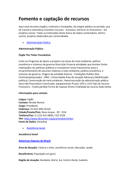 Fomento e capta&ccedil;&atilde;o de recursos