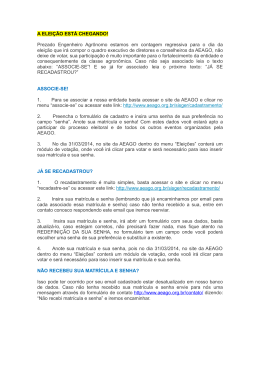 A ELEI&Ccedil;&Atilde;O EST&Aacute; CHEGANDO! - Associa&ccedil;&atilde;o dos Engenheiros