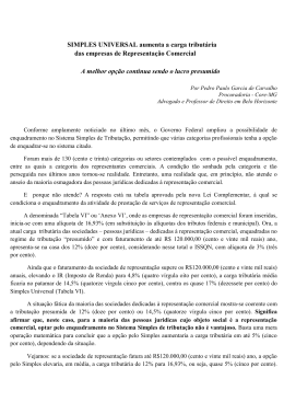 SIMPLES UNIVERSAL aumenta a carga tribut&aacute;ria das - CORE-RJ