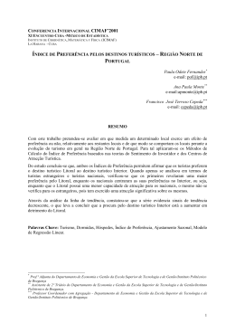 &Iacute;NDICE DE PREFER&Ecirc;NCIA PELOS DESTINOS TUR&Iacute;STICOS