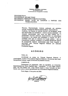 Ac&oacute;rd&atilde;o - processo Rp 41 - Tribunal Regional Eleitoral do Rio