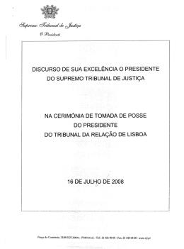 Discurso de Sua Excelência o Presidente do Supremo Tribunal de
