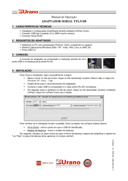 Manual de Operação ADAPTADOR SERIAL TTL/USB