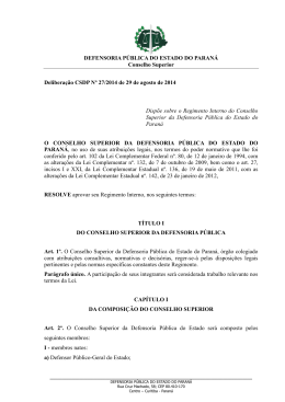 Deliberação CSDP Nº 027/2014 - Defensoria Pública do Paraná