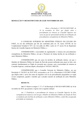 CONSELHO SUPERIOR RESOLUÇÃO Nº 002/2015/MP/CSMP, DE