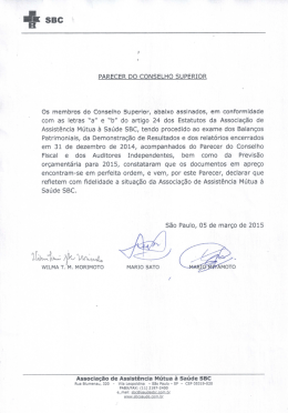 Parecer do Conselho Superior - Associa&ccedil;&atilde;o de Assist&ecirc;ncia M&uacute;tua &agrave;
