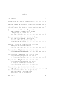 SUM&Aacute;RIO Introdu&ccedil;&atilde;o.......................................1 Cooperativismo